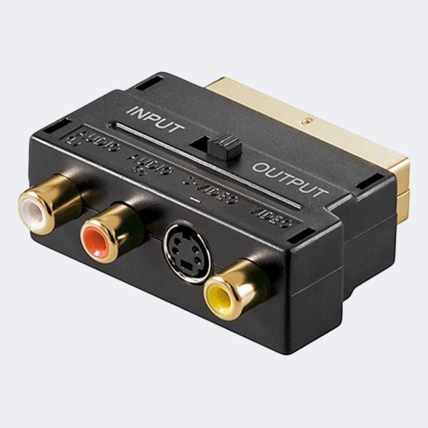 Adaptor Scart tată la 3 RCA mamă + S-Video mamă